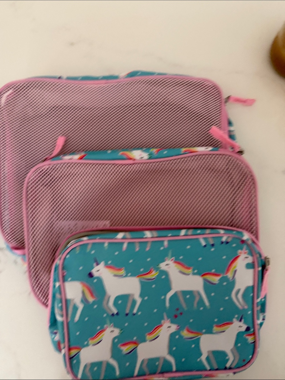 Pottery Barn Kids Unicorn Lunch Bag Set - Teal and Pink